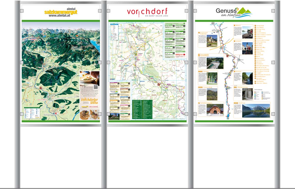 Infoschild für Wanderer in Vorchdorf